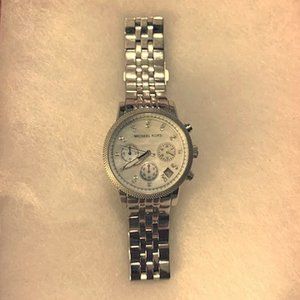 Michael Kors MK5020 Silver Knurl Top Ring Watch
